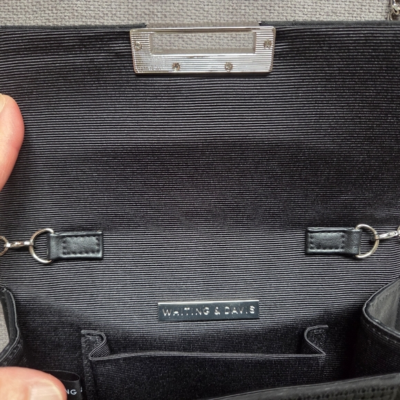 Shimmery Black Evening Bag with Silver Chain